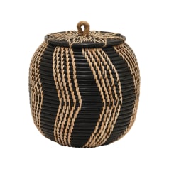 Jack - Decorative Handwoven Rattan Storage Basket Storage with Lid, Natural and Black
