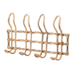Peter - Beige Rattan Wall Hanger with 4 Hooks