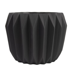 Levi - Round Stoneware Fluted Planter, Matte Grey