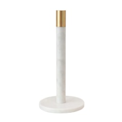 Nico - Modern Marble Paper Towel Holder with Brass Accent Band, White