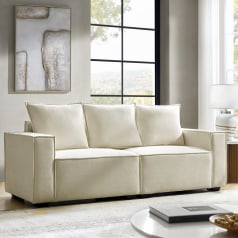 Amalia - Sofa Contemporary 3-Seater in Chenille and Solid Wood