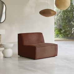 Dario - Modulaire fauteuil zonder armleuningen van mahoniebruine stof