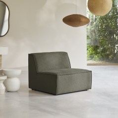 Dario - Modulaire fauteuil zonder armleuningen van groene stof