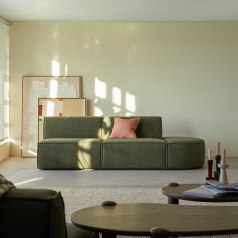 Dario - Banquette modulable en tissu vert, 2 places