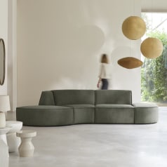 Dario - Modulaire bank van groene stof, 4-zits