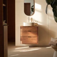 Senson - Meuble de salle de bain en noyer massif 60 cm