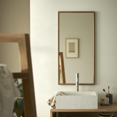 Paco - Specchio da bagno in teak riciclato 80 x 40 cm