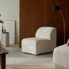 Vénus - Tiefer Modul-Einsitzer aus Stoff in Ecru, kleines Modell