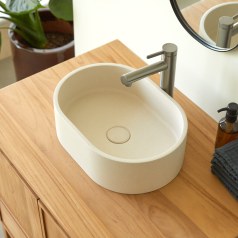 Tara - Lavabi ovale in terrazzo cream l. 40 cm