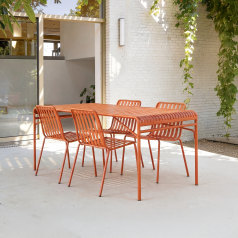 Gaby - Orange metal 4-seater garden set