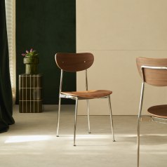 Lilo - Chair in walnut and chrome-plated metal
