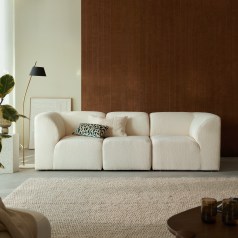 Vénus - Canapé modulable en tissu écru, 3 places