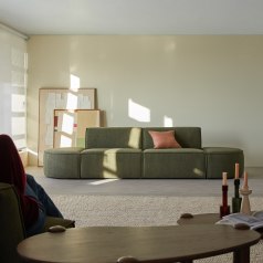 Dario - Modulares 2-Sitzer-Sofa aus Stoff in Grün,