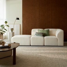 Vénus - Canapé modulable en tissu écru, 3-4 places