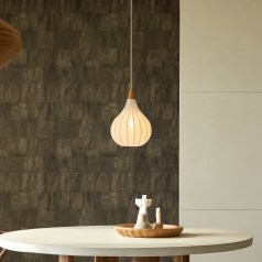 Drops - Illuminazioni in tessuto bianco e rovere 23 cm