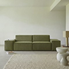 Dario - Sofa aus grünem Stoff, 2-Sitzer, mit Armlehnen