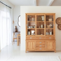 Coffee Tek - Vajillero de teca maciza de 162 cm