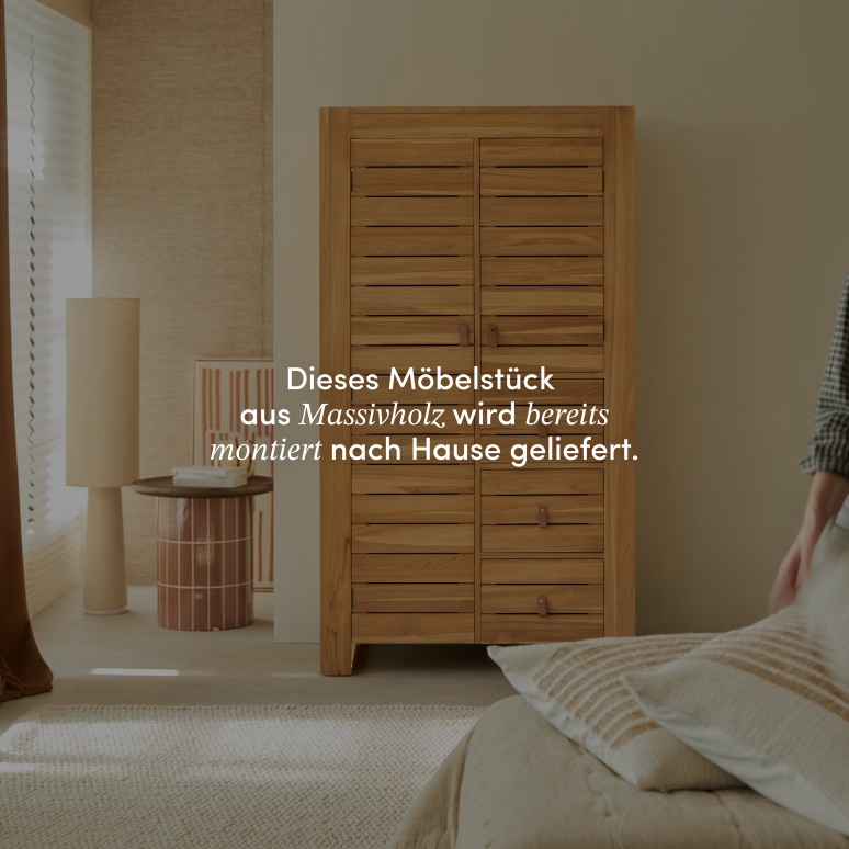 Minimalys - Kleiderschrank mit Kleiderstange aus massivem Teak