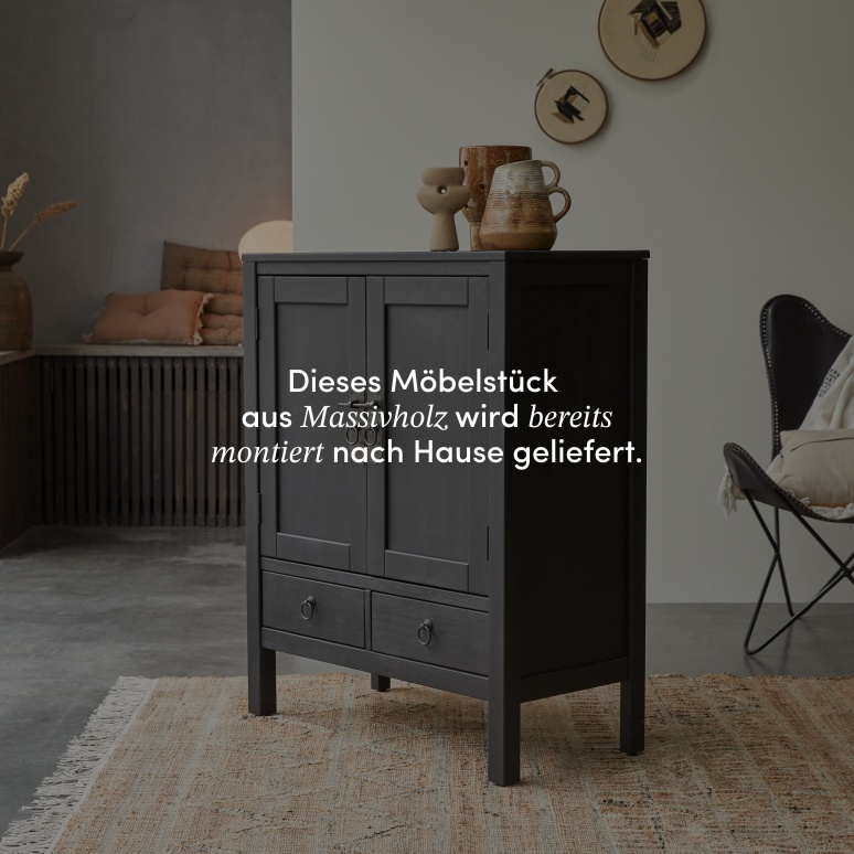 Thaki Black - Anrichte aus massivem Kiefernholz 80 cm