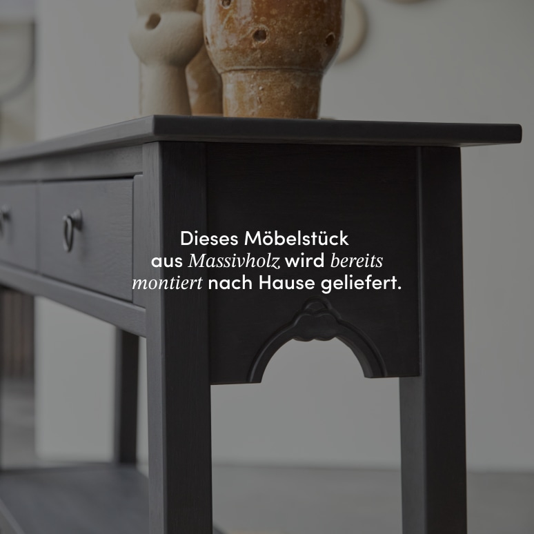 Thaki Black - Konsole aus massivem Kiefernholz mit 2 Schubladen