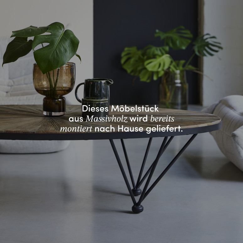 Lancelot - Couchtisch aus massivem Ulmenholz und Metall