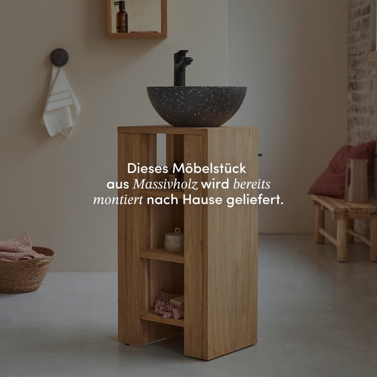 Stelle - Waschtischunterschrank rechts aus massivem Teakholz