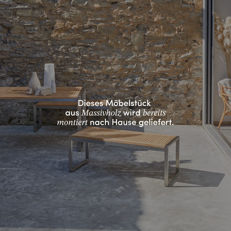 Arno - Gartenbank aus massivem Teakholz und Edelstahl