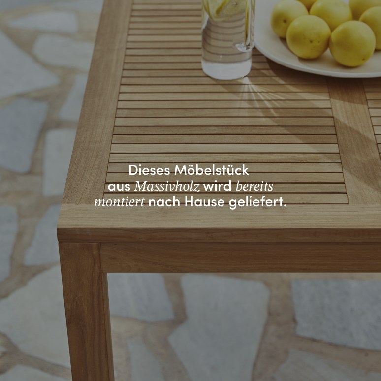 Téo - Gartenmöbel Set aus massivem Teak und orangefarbenem Metall 4 Stühle