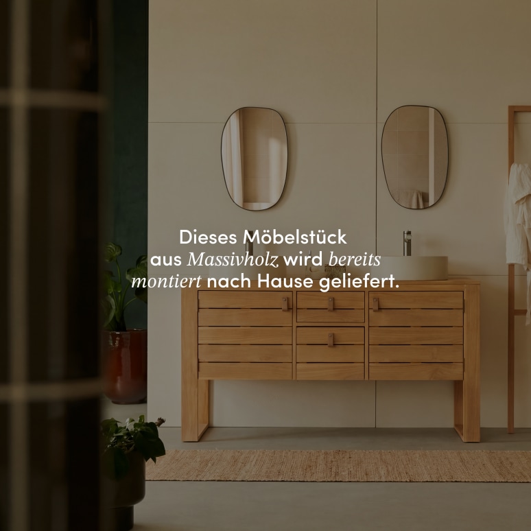 Minimalys - Waschtischunterschrank aus massivem Teakholz 145 cm