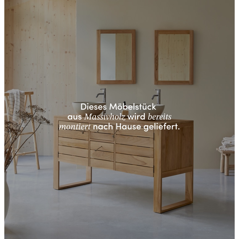 Minimalys - Waschtischunterschrank aus massivem Teakholz 145 cm