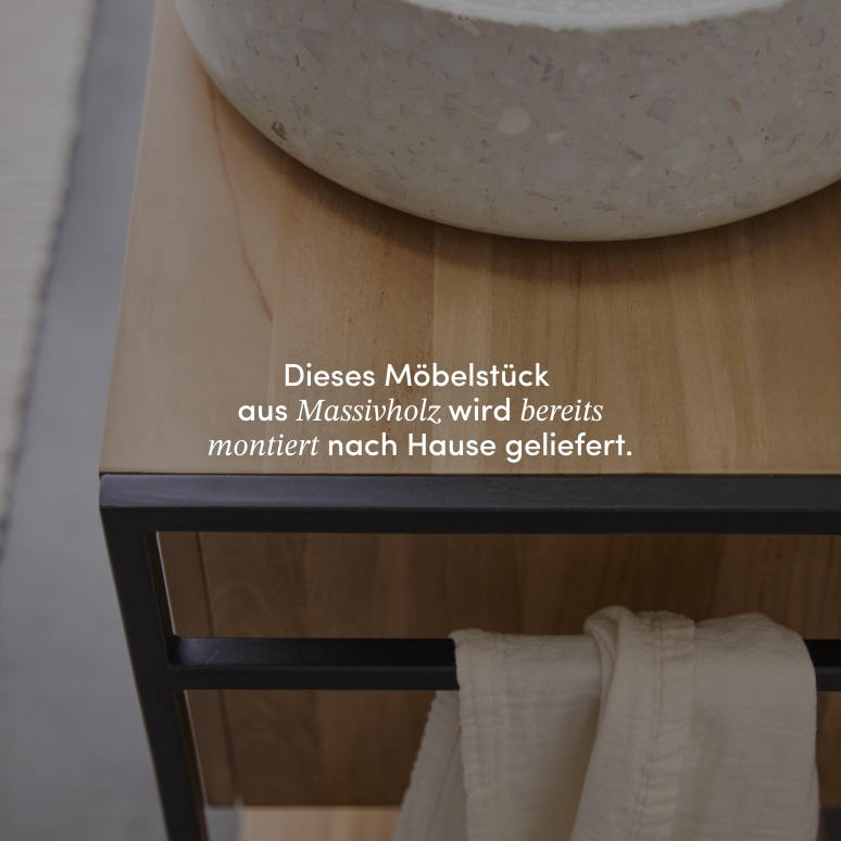 Michal - Waschtischunterschrank aus massivem Teakholz und Metall 140 cm
