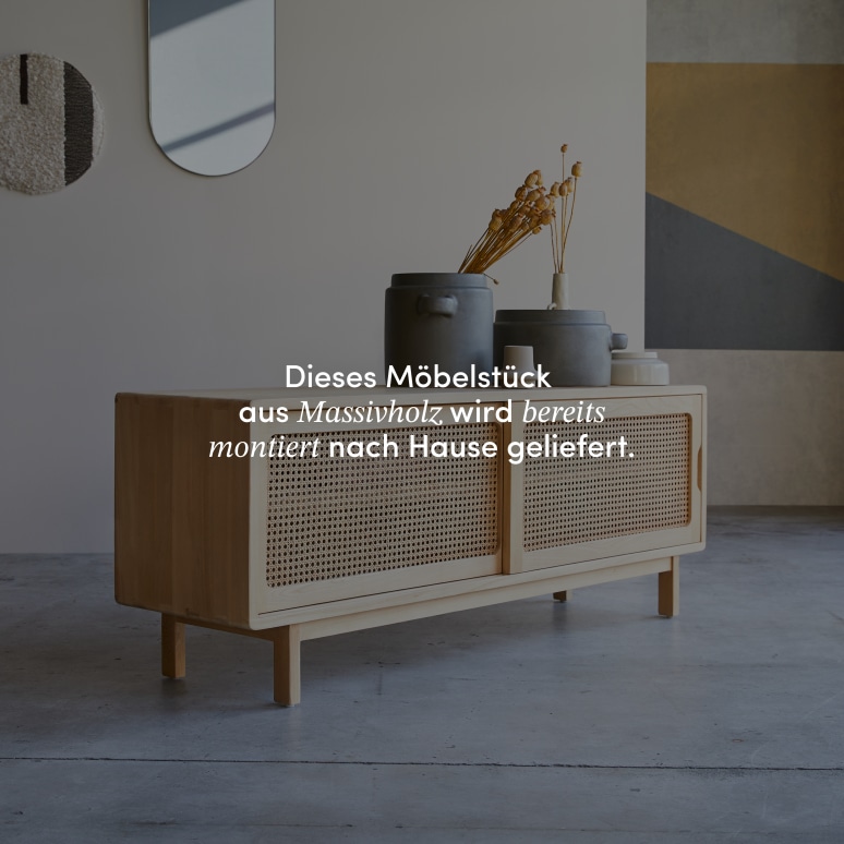 Luis - TV-Schrank aus Ulme und Rattangeflecht 140 cm