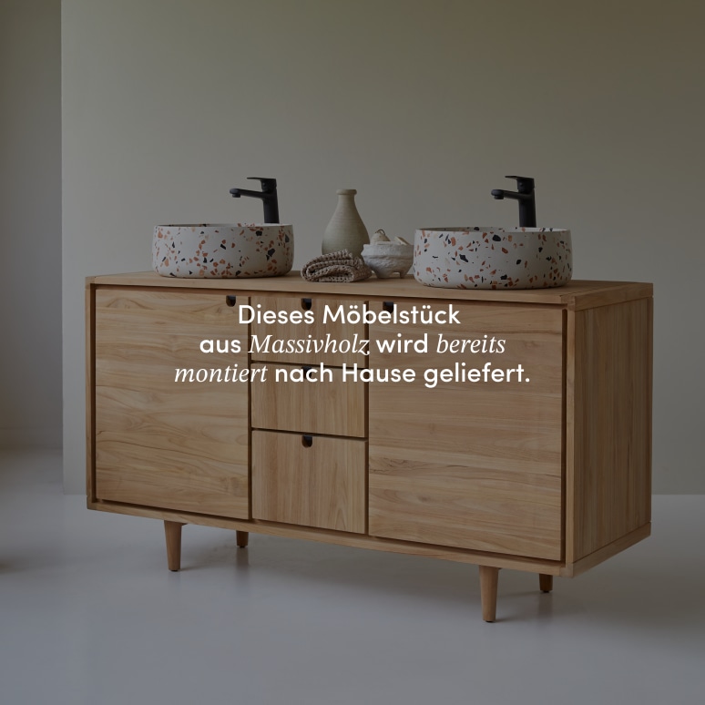 Jonàk - Waschtischunterschrank aus massivem Teakholz 145 cm