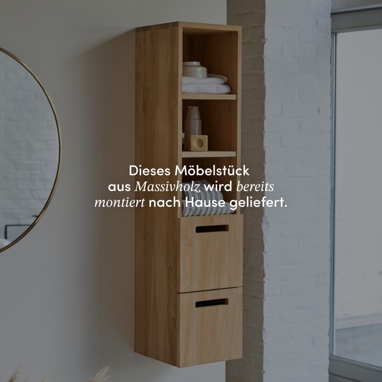Line - Hochschrank aus massivem Teakholz