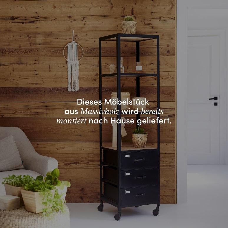 Industriel - Hochschrank aus Mangoholz und Metall