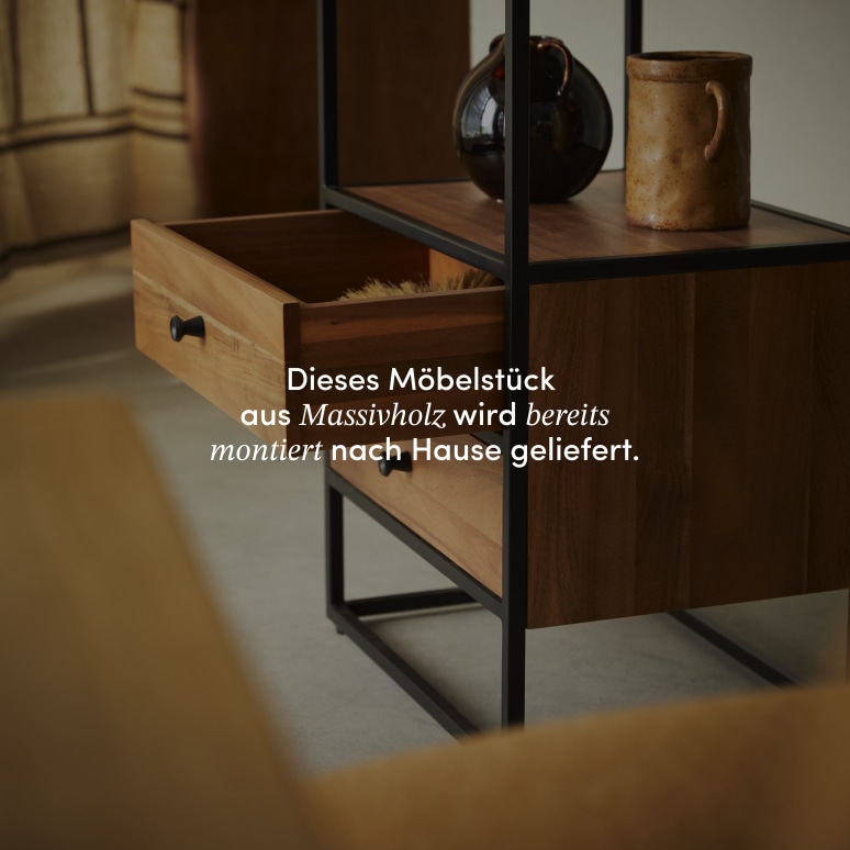 Agra - Hochschrank aus massiver Akazie und Metall