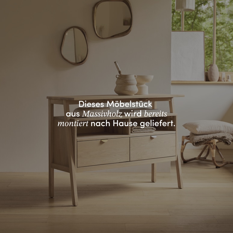 Pola - Konsole aus massivem Eichenholz mit 2 Schubladen