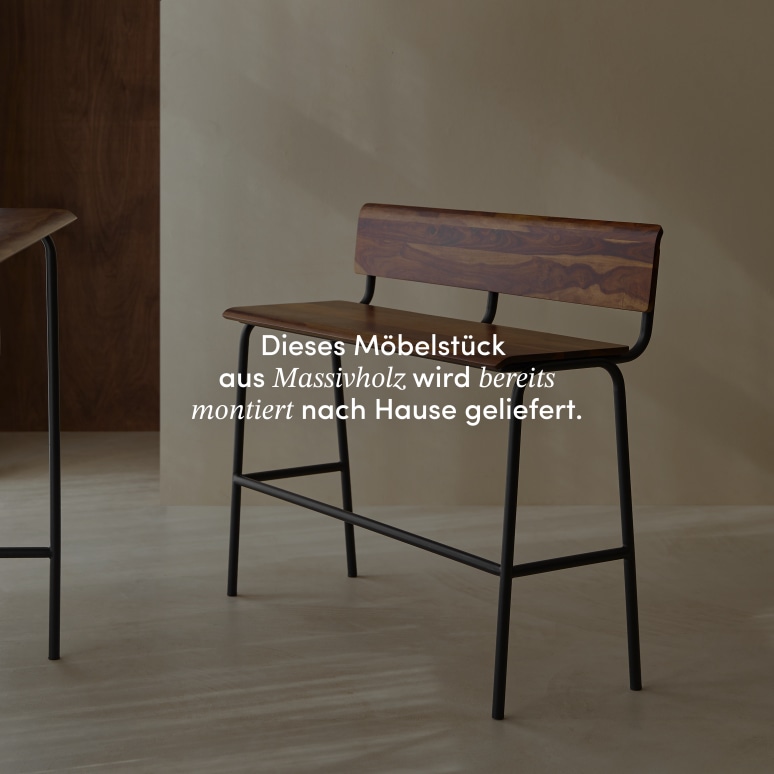 Talia - Hohe Bank aus massivem Palisanderholz und Metall