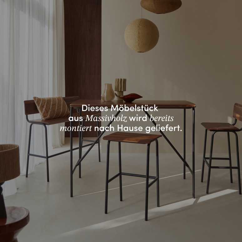 Talia - Hoher Hocker aus massivem Palisanderholz und Metall