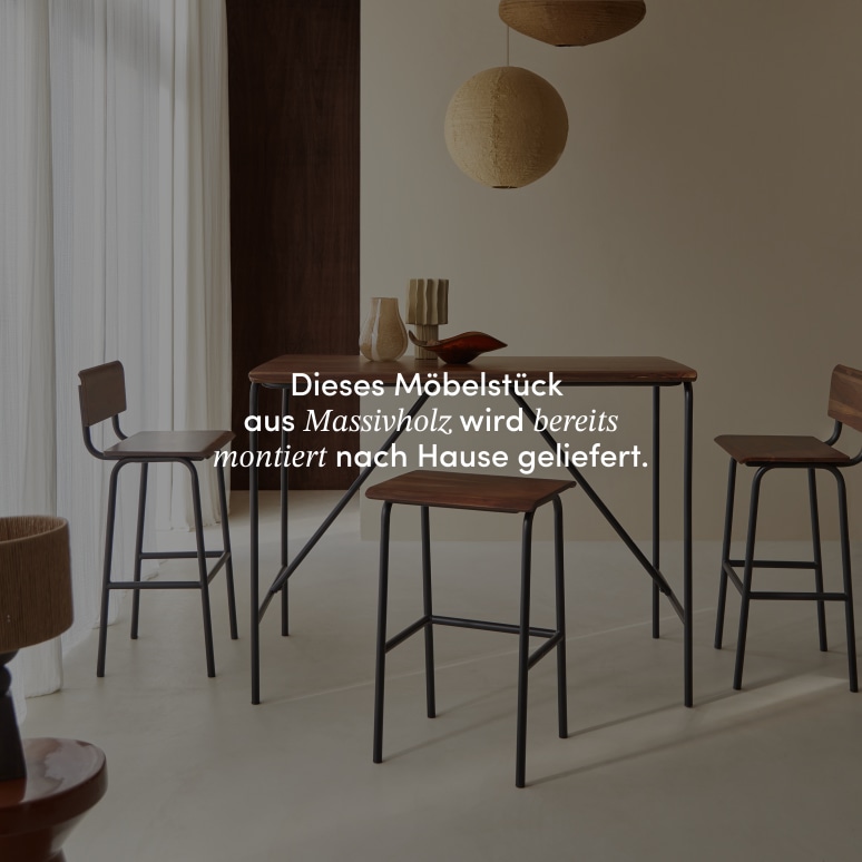 Talia - Hoher Tisch aus massivem Palisander und Metall 4 Pers.