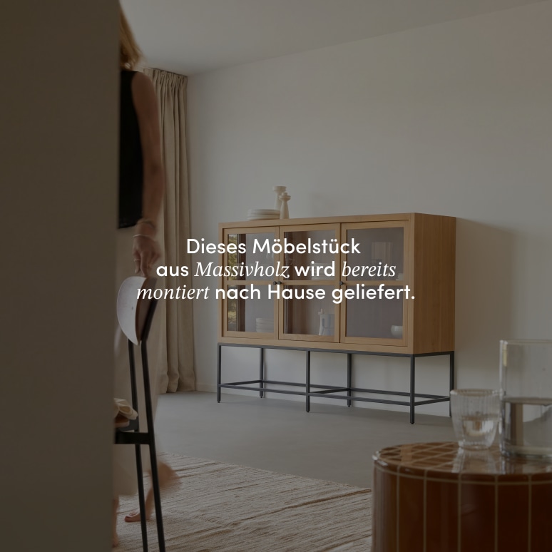 Babeth - Niedriger Vitrinenschrank aus massivem Teakholz