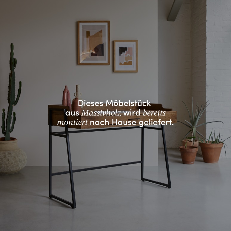 Hedda - Schreibtisch aus massivem Mangoholz und Metall