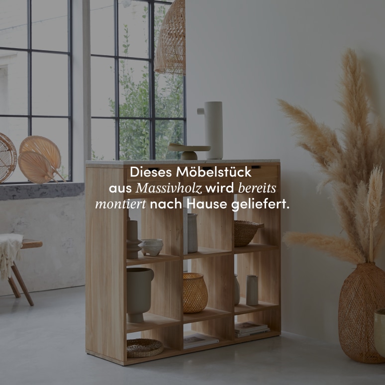 Miho - Konsole aus massivem Teak mit Premium-Terrazzo White