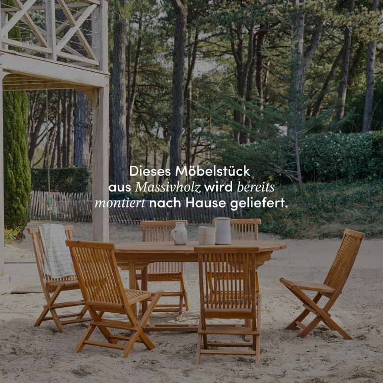 Capri - Ovale Outdoor Gartenmöbel Set aus massiver Akazie 6 Stühle