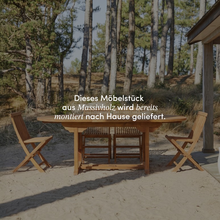 Capri - Ovale Outdoor Gartenmöbel Set aus massiver Akazie 4 Stühle