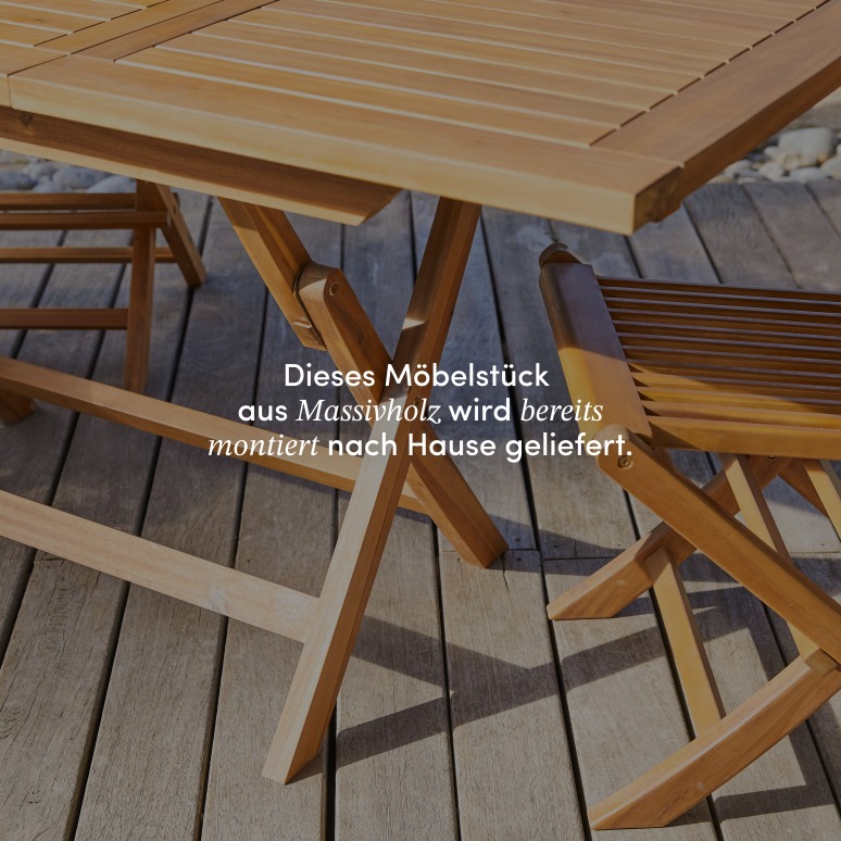 Capri - Klappbarer Gartentisch aus Akazie massiv mit Verlängerung 4–6 Pers.