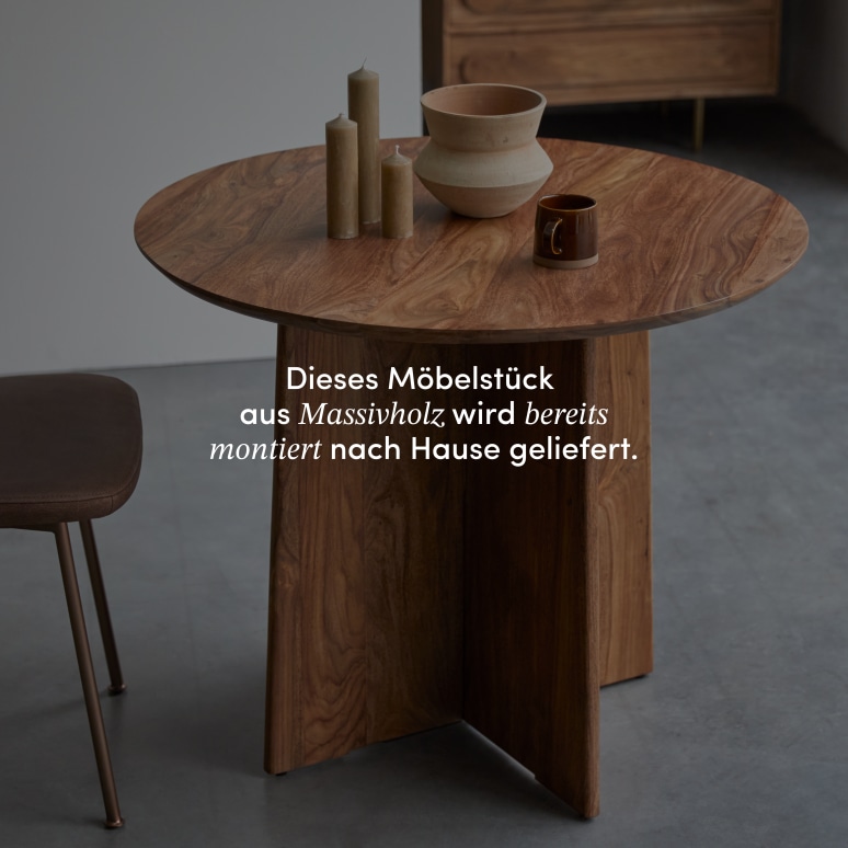 Anja - Runder Esstisch aus massivem Palisander 4 Pers.