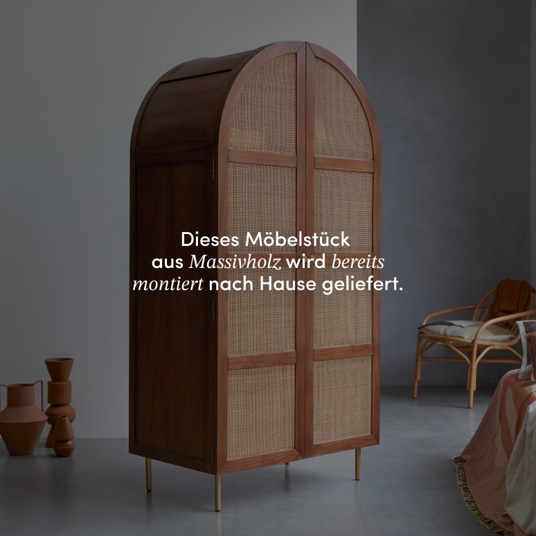 Lisbeth - Esszimmerschrank aus Ulme und Rattangeflecht