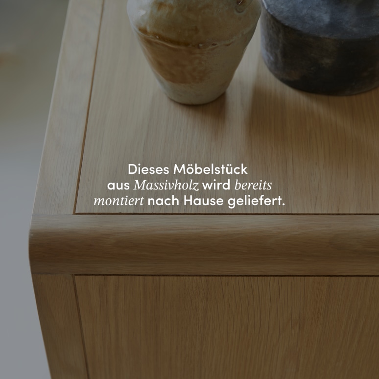 Come - Wohnzimmerkommode aus massivem Eichenholz und Rattangeflecht