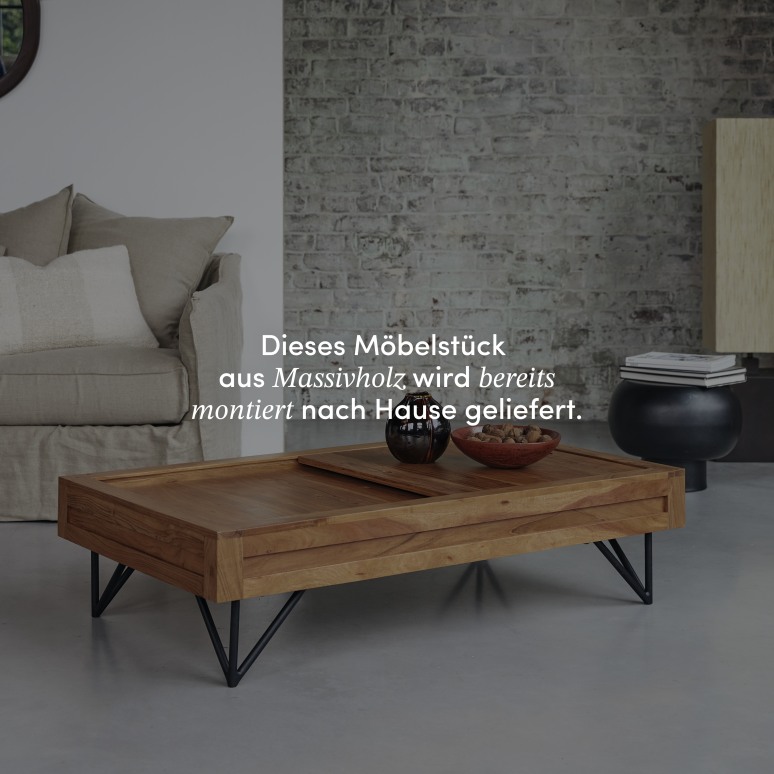 Bonnie - Couchtisch mit Stauraum aus massivem Akazienholz